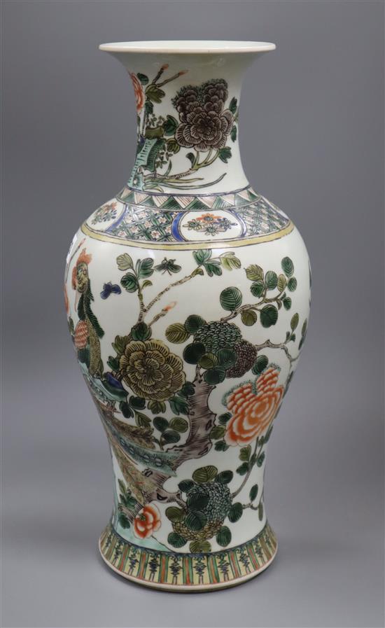 A large Chinese famille verte phoenix vase, Republic period, H. 43.5cm